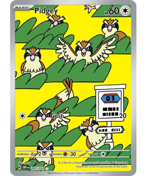 Scarlet & Violet Obsidian Flames 207/197 - Pidgey [Illustration Rare]