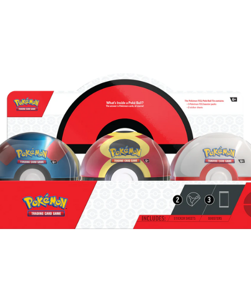 Pokemon TCG Pokeball Tin Q4 2025 Display of 6